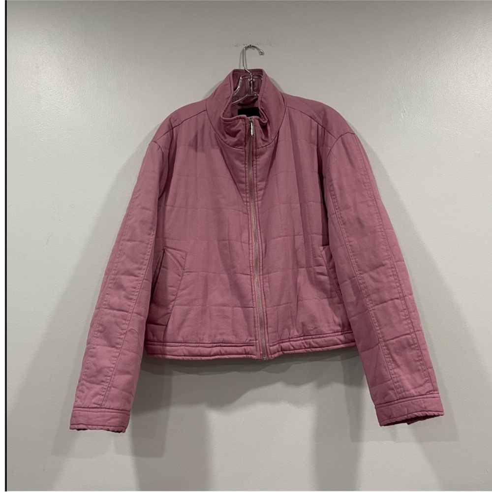 Sam Edelman Denim Look Quilt Jacket Dusty Rose Large L